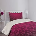 thumbnail image 2 of Ambesonne Damask Quilted Coverlet 2 Pcs, Medieval Style Stripes, Twin Size, Magenta, 2 of 4