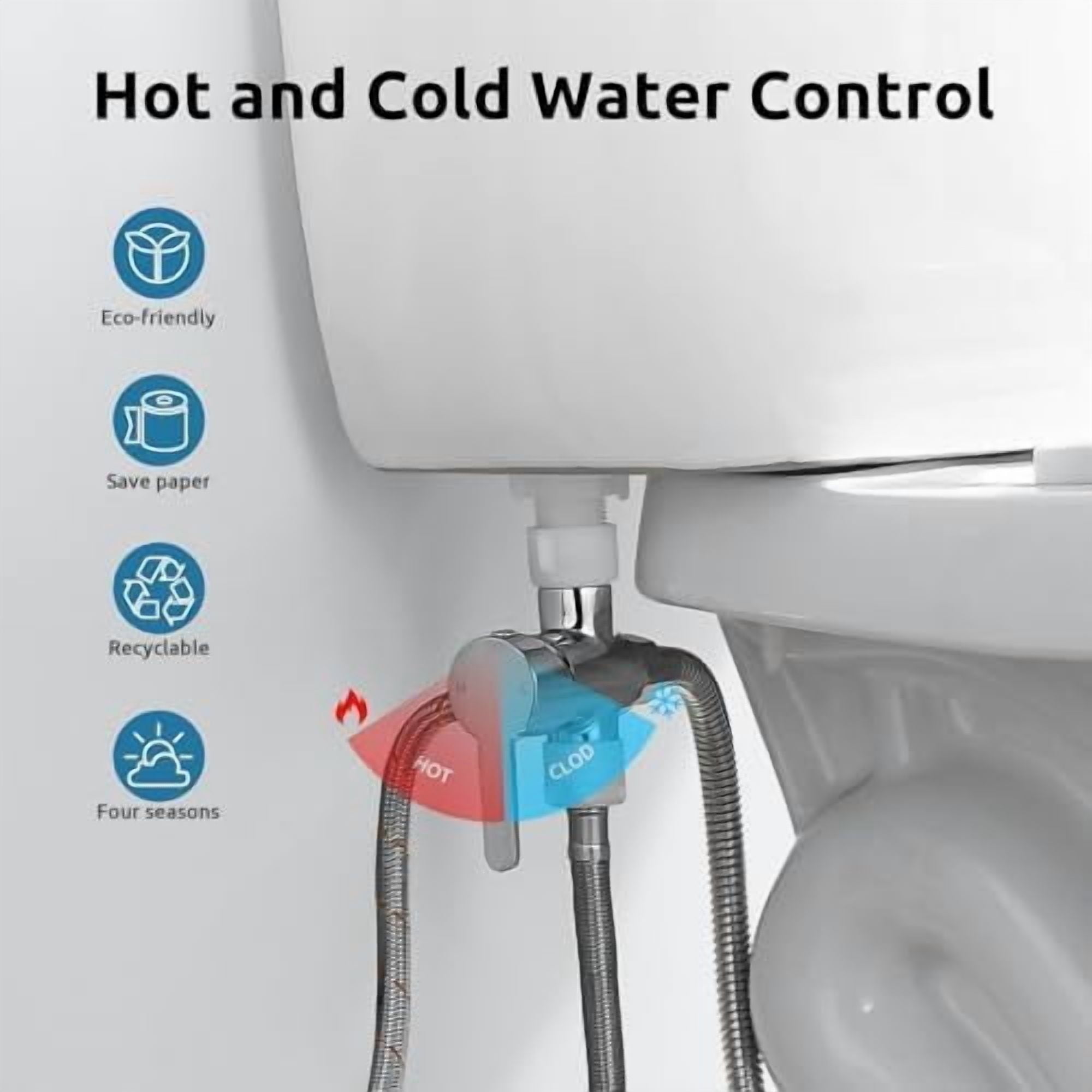 Hot and Cold Bidet Sprayer for Toilet,  Bidet Attachment for Warm Water, Bidet with Warm Water Muslim Shower, Ideal for Feminine Hygiene, Pet Cleaning, Cloth Diapers, and Elderly Care