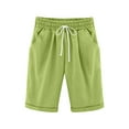thumbnail image 3 of Jinhomg Beach Shorts for Kids Breathable Knee Length Bermuda Shorts Plains Solid Elastic Drawstring Waist Vacation Shorts 2025 Summer Beachwear Green 5-6Years, 3 of 8