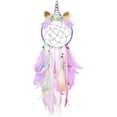 thumbnail image 1 of Atrapasueños de unicornio para niños, atrapasueños gigante hecho a mano, plumas, regalo para dormitorio de niñas, decoración del hogar para niños y niñas, colgante de guardería, morado, 1 of 5