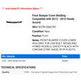 thumbnail image 2 of Front Bumper Cover Molding - Compatible with 2013 - 2015 Honda Accord 2014, 2 of 2