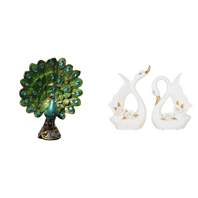 Figura de escritorio,Estante de estatua de pavo real para escritorio,decoración del hogar,Estatuas de cisnes,Estatua de cisne de cerámica Escultura de mesa de cisne Elegante,Figura de cisne