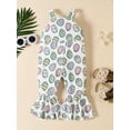 thumbnail image 2 of Bagilaanoe Toddler Baby Girl Easter Jumpsuit Sleeveless Cartoon Print Romper Overalls 12M 18M 24M 3T 4T 5T Kids Long Flared Pants Casual Outfits, 2 of 8