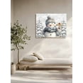 thumbnail image 4 of Grey Christmas Canvas Print Wall Art Framed Canvas Art Wall Decor Snow Hat Snowman Merry Christmas Pictures Painting Morden Artwork for Living Room Bedroom, Ready to Hang - 16"x20", 4 of 6