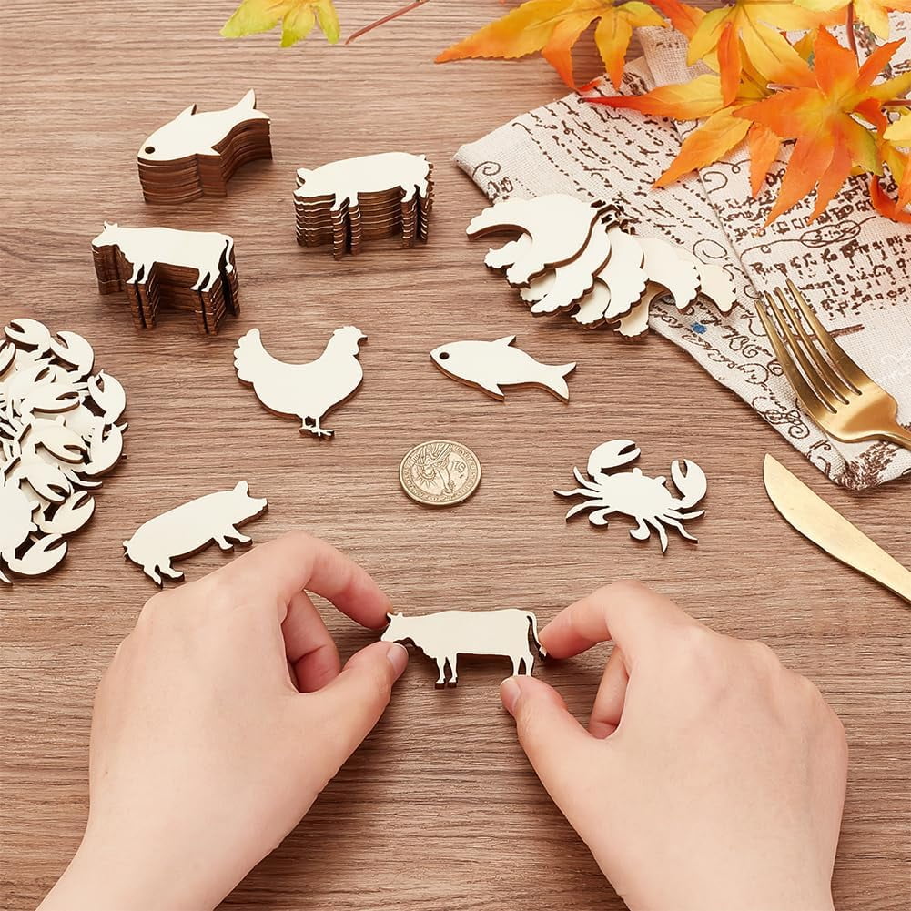 NBEADS 40 Pcs Unfinished Wood Cutouts - Sports Ball Shapes For DIY Crafts (Basketball, Football, Etc.) - View #6