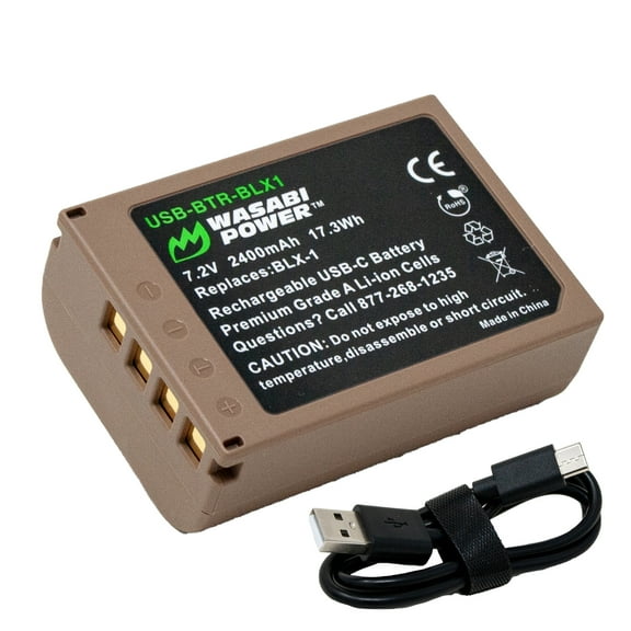 Wasabi Power USB Battery for Olympus BLX-1with USB-C Fast Charging