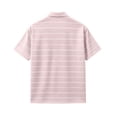 thumbnail image 5 of Mens Polo Shirts Summer Short Sleeve Striped Casual Golf Shirts Collared Button T Shirt with Pocket Size M-4XL Pink, 5 of 5