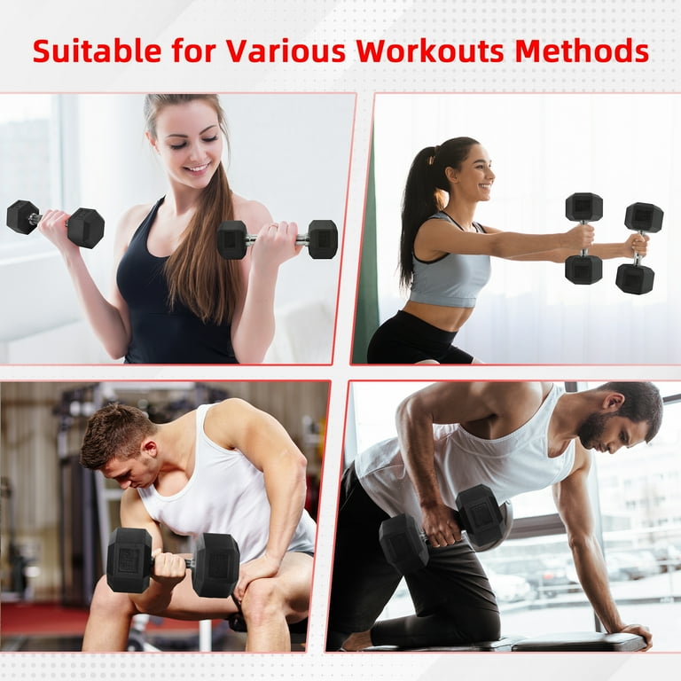 BalanceFrom 40 lbs Pair Rubber Hex Dumbbells with Non-Slip