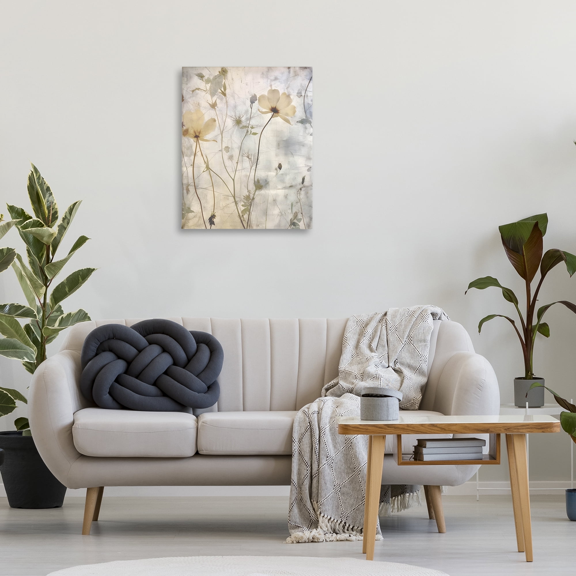 Stupell Industries Soft Neutral Botanicals Plants & Flowers Painting Wrapped Canvas Art Print Wall Art, 24 x 30