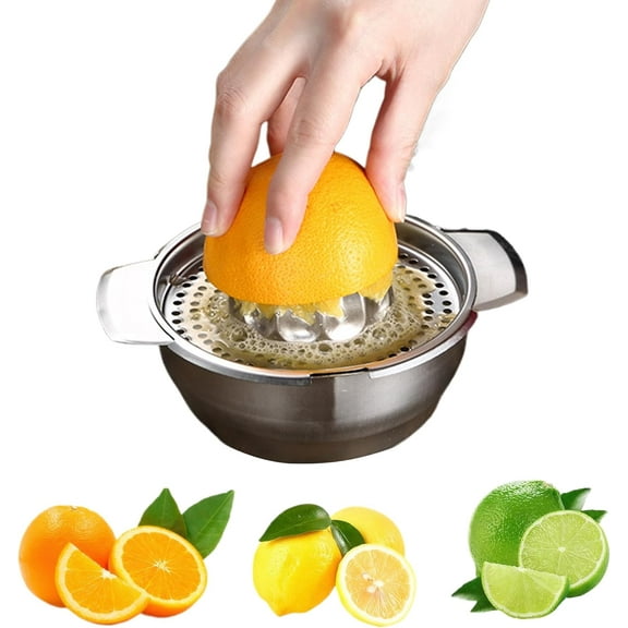 Manual Citrus Juicer Small with Fruit Pulp Filter Screen Stainless Steel Bowl