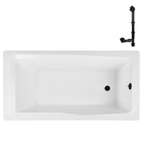 Streamline N-4420-760-BL 66 in. x 34 in. Acrylic Soaking Drop-In Bathtub in Glossy White, With External Drain in Matte Black