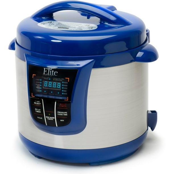 Elite Platinum EPC808BL 8 qt Electric Stainless Steel Pressure Cooker with 13 Functions, Blue