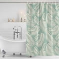 thumbnail image 4 of Retro Bathroom Shower Curtains with Hooks, Beige Tropical Plant Leaves Silhouettes Green Background Waterproof Fabric Washable Shower Curtain for Home Hotel Bathtub Decor 72x72 Inch, 4 of 9
