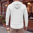 thumbnail image 3 of ZVNAΖH Men's Waffle Knit Hoodie, Quarter Zip Pullover with Drawstring Hood, Long Sleeve Casual Lightweight Top, Fall Winter, S-3XL, 3 of 6