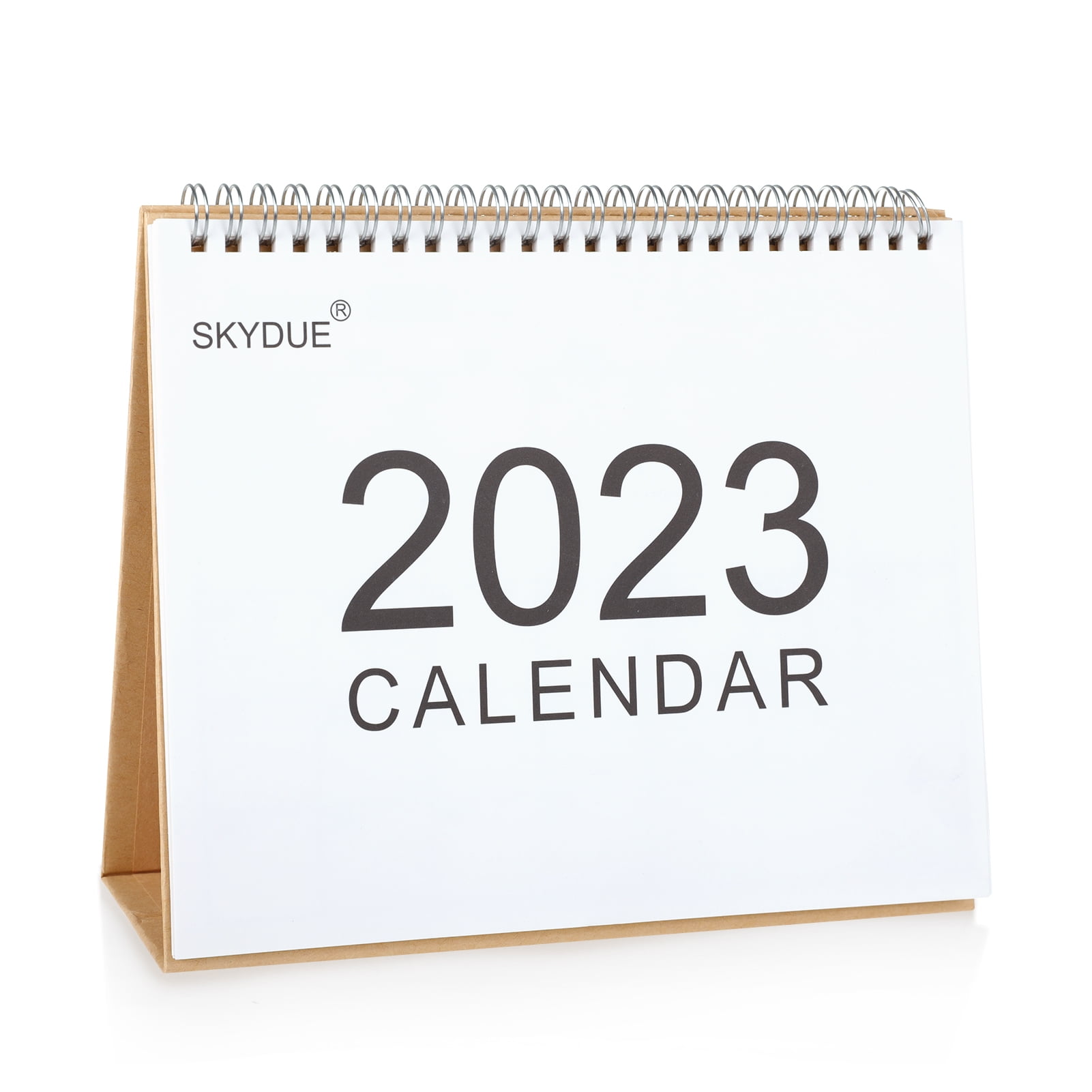 SKYDUE Desk Calendar 2023，Double Coil Monthly Desk Pad Calendar，Kraft Paper Desk Blotter Calendar for Home School Office Planning and Organizing