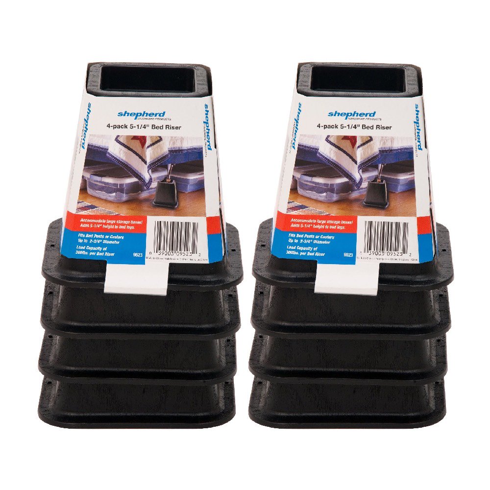 Shepherd Hardware Bed Risers 6Inch Molded Sturdy Elevate Furniture