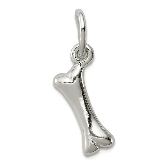 925 Sterling Silver Polished Bone Charm 12x5mm Wide Pendant Necklace for Women - 1.4 Grams