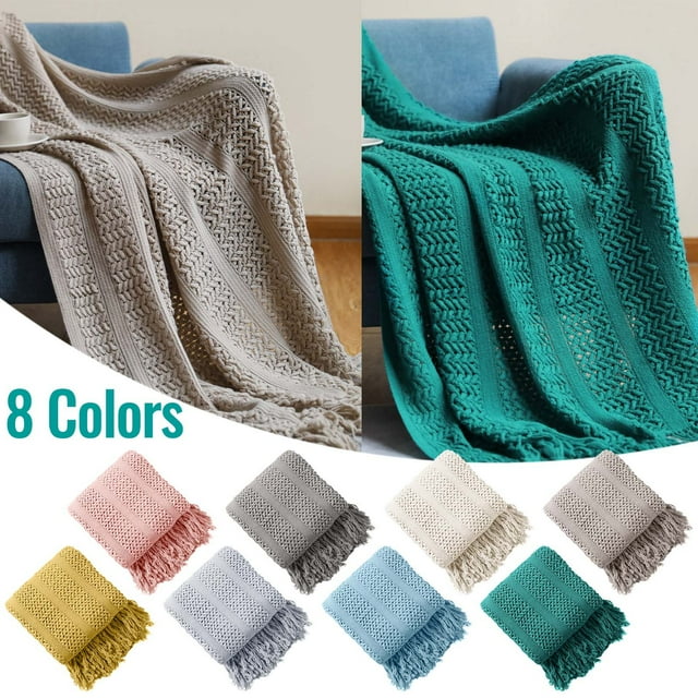 Fiudx Manta para Sofá, Tejido de Punto Liso, Diseño Suave y Cómodo, Transpirable y Cálida, Ideal para Uso En Interiores y Exteriores, Ideal para Camping, Picnic, Regalo para Padres, San Valentín, Tam