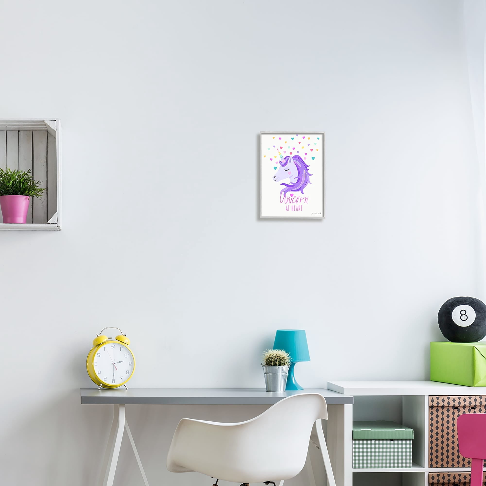 Stupell Industries Unicorn At Heart Phrase Pastel Purple Hearts Pattern Graphic Art Gray Framed Art Print Wall Art, Design by Diane Neukirch