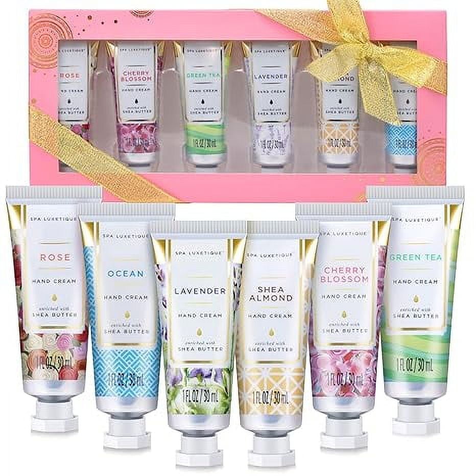 Spa Luxetique Hand Cream Set Gifts for Women - Travel Size Hand Lotion for Dry Skin Care, Birthday Holiday Gift Sets for Mom - 6 x 1.0 oz/30ml