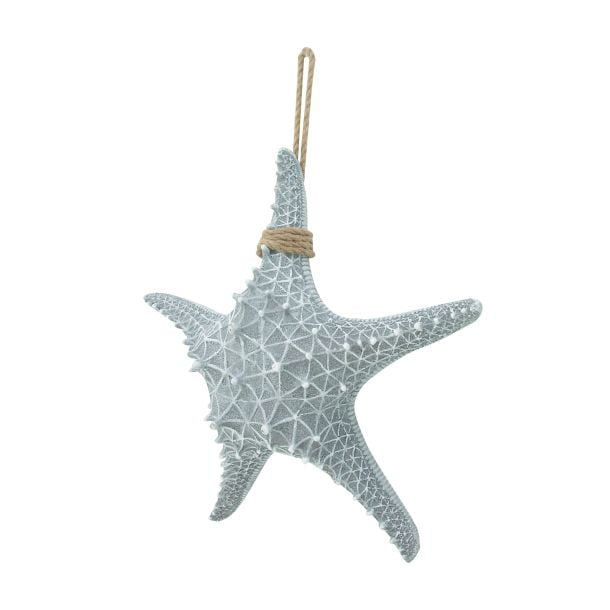 Decmode Coastal 20 X Inch Rope And Resin Starfish Wall Decor Dark Gray