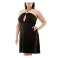 thumbnail image 3 of SPEECHLESS Womens Black Tie Cut Out Padded Bust Ring Detail Pullover Sleeveless Halter Above The Knee Cocktail Fit + Flare Dress Plus 22W, 3 of 4