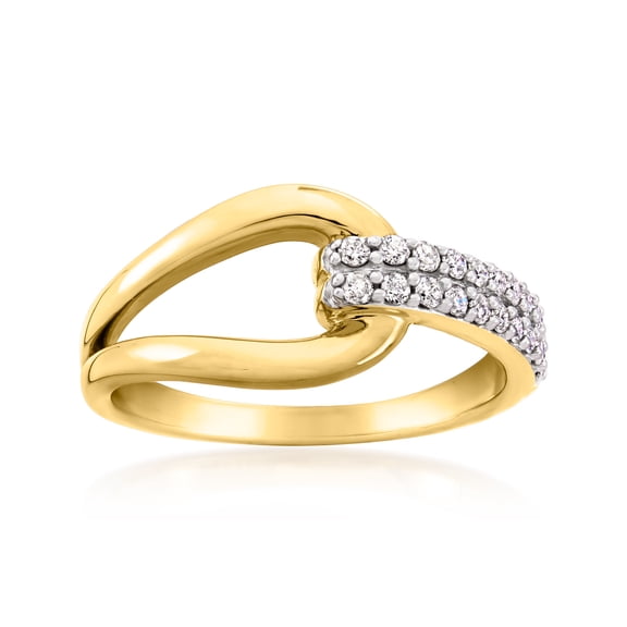 Ross-Simons 0.25 ct. t.w. Diamond Interlocking Loop Ring in 18kt Gold Over Sterling, Women's, Adult