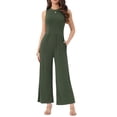 thumbnail image 2 of INSPIRE CHIC Women's Jumpsuit Dressy Casual Sleeveless Round Neck Wide Leg Rompers XS Green, 2 of 6