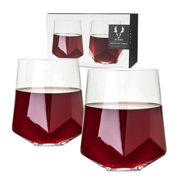 Viski Seneca Wine Glasses for White and Red Wine, Cocktails, 20 oz Set of 2