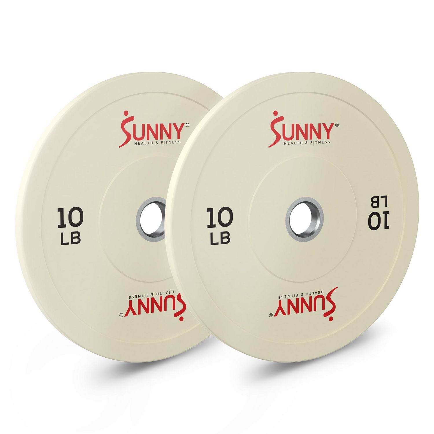 Sunny Health & Fitness Elite 2-inch Rubber Olympic Weight Plates 10-Pound (Pair) - SF-OP01-10 (White)