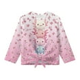 thumbnail image 4 of Xoenoiee Axolotl Cherry Blossom Gradient Print Girls Long Sleeve Shirts Kids Crewneck Soft Tunic Tops Front Tie Basic Casual T-Shirts Lightweight Fall Clothes, 11-12 Year, 4 of 7