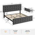 thumbnail image 2 of Eastvita Full/Queen/King Size Bed Frame 78" x 55.1", Upholstered Platform Bed Frame with 4 Storage Drawers, Diamond Stitched Headboard, Sturdy Wood Slats, No Box Spring Needed, 2 of 7