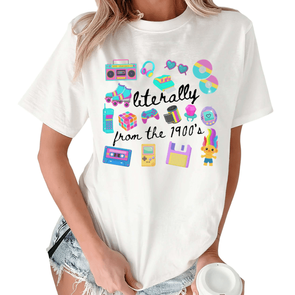 White Y2K Aesthetic Collage Print Tshirts 90s Retro Streetwear Graphic Tee S-5XL Advanced Tops