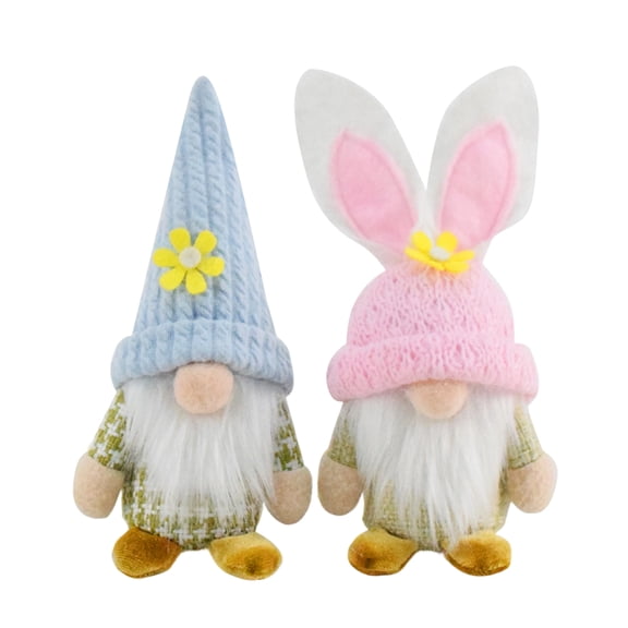 LEWEEN 2 Pcs Easter Gnome Figurines Faceless Dolls, Soft Polyester Plush Table Decorations, Holiday Gifts Ornaments for Home Easter Party Festive Companions Multicolor Spring Decor