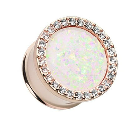 

Rose Gold Opal Elegance Multi-Gem Ear Gauge Plug