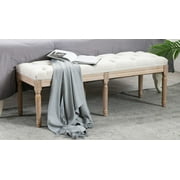 End of Bed Bench Upholstered Entryway Bench French Bench with Rubber wood Legs for Bedroom
