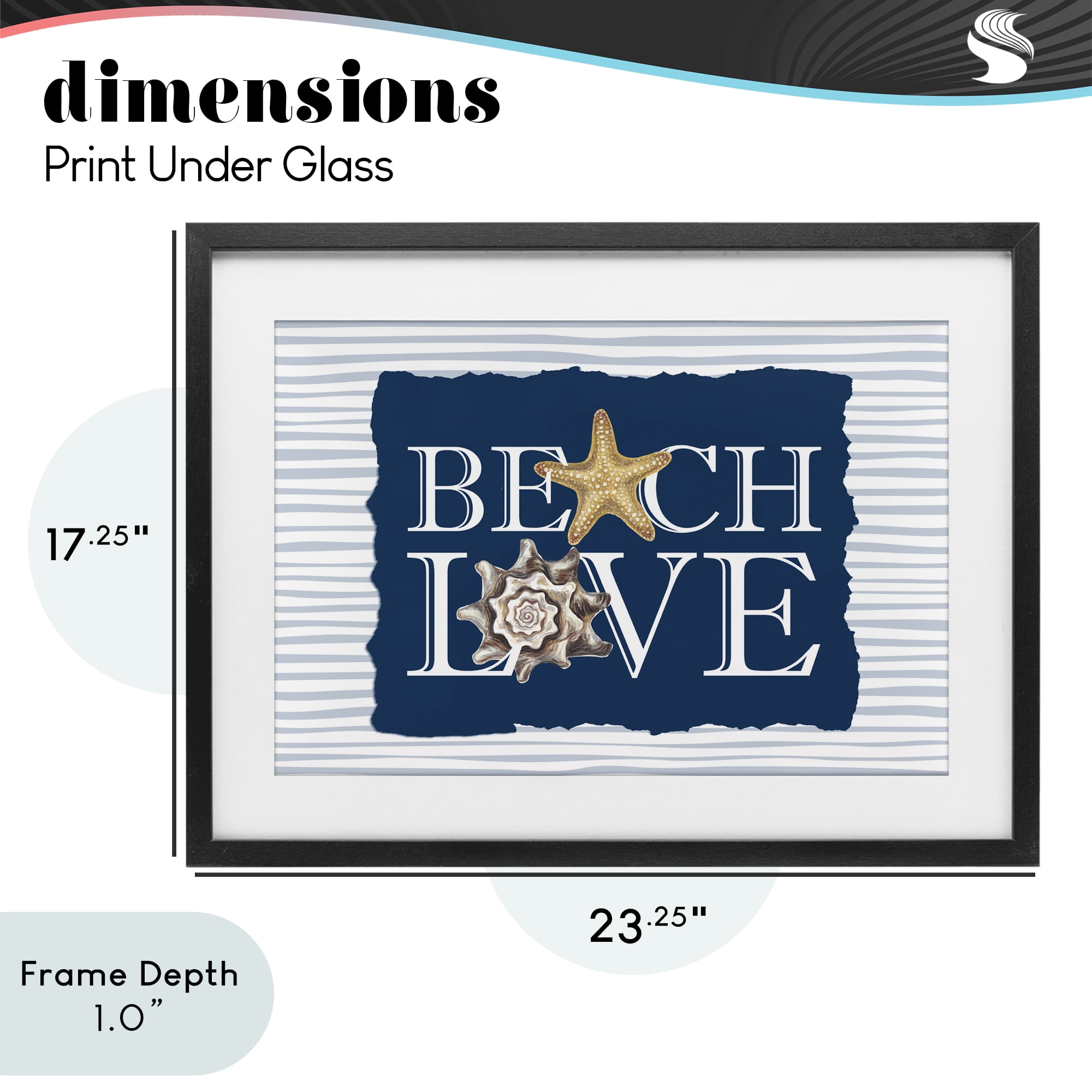 Stupell Industries Beach Love Seashells Black Framed Print Under Glass, design by Kim Allen
