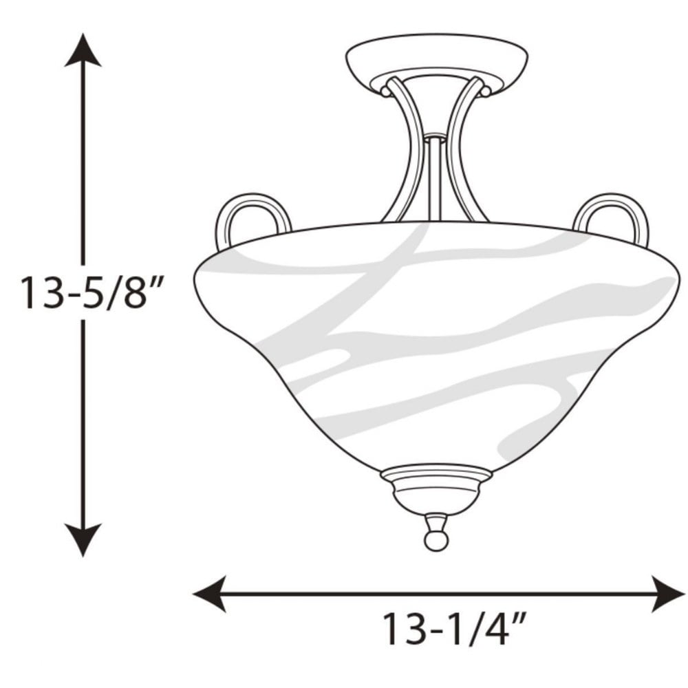 Progress Lighting Melon 2-Light Semi-Flush in Brushed Nickel with Swirled Alabaster Glass