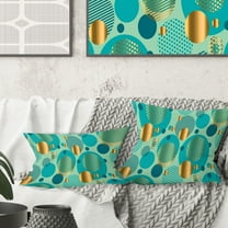 Designart Gold and Blue Dynamics III' Mid-Century Modern Throw Pillow - 18x18