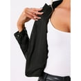 thumbnail image 5 of DARING DIVA Sequin Crop Long Sleeve Open Front Sparkle Glitter Blazer XS Black, 5 of 6