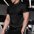 thumbnail image 2 of FRSASU Men's Workout T-Shirts Slim Fit Stretchy Crew Neck Athletic Running Short Sleeve Crew Neck Gym Tops Black, 2 of 6
