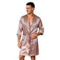 thumbnail image 3 of Bovxnpu Mens Robes Bathrobes 3/4 Sleeve Belted Silk Sleepwear Robe Sleepwear, 3 of 6