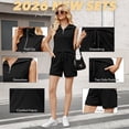 thumbnail image 5 of VDJ 2 Piece Sets for Women Sleeveless Zipped Tops Elastic Waisted Shorts Summer Tracksuit Black Casual Lounge Sets Size M, 5 of 12