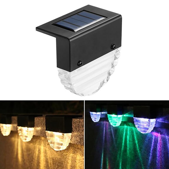 4PCS LED Solar Stair Lights | Outdoor Garden Yard Fence Wall Lamps | Warm White | Automatic Sensor | Stainless Steel | Energy-Efficient | Easy Installation