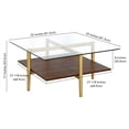thumbnail image 5 of Evelyn&Zoe Otto 32" Wide Square Coffee Table with Faux Walnut Shelf, Brass, 5 of 6