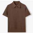 thumbnail image 4 of Fewfanhot Men's Big and Tall Solid Knit P0L0 Shirt, Collared Zipper Short Sleeve Business Casual Pullover Top, S-3XL, 4 of 6