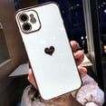 thumbnail image 3 of for iPhone 11 Case Plating Love Heart Phone Case TPU with Full Unique Full Camera Lens Protection Reinforced Corners Fun Cute Side Small Pattern Electroplate Case,White, 3 of 15