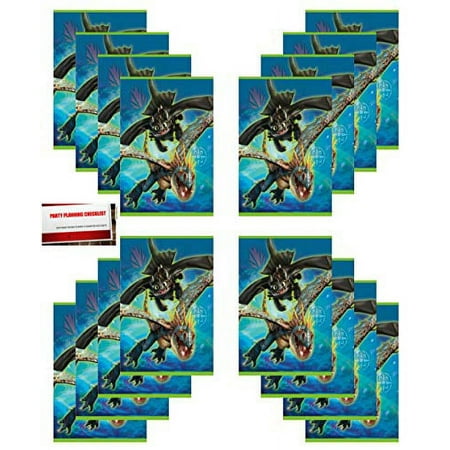(16 Pack) How to Train Your Dragon Birthday Party Plastic Loot Treat Candy Favor Goodie Bags (Plus Party Planning Checklist by Mikes Super Store)
