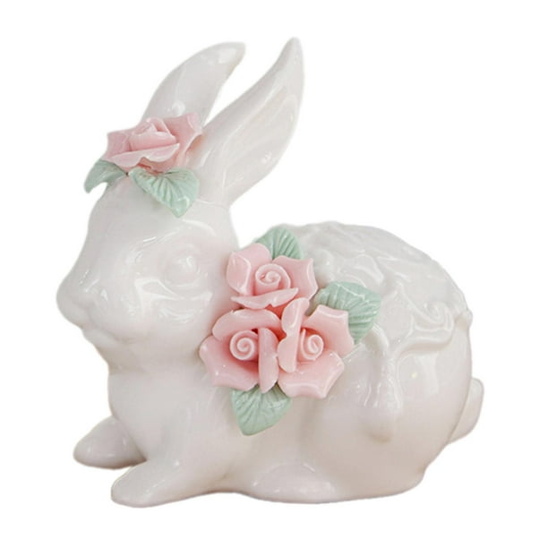 Estatua de animal, adorno de té, mascota, regalo, accesorio de fotografía, escultura de conejo de cerámica para escritorio Estilo A