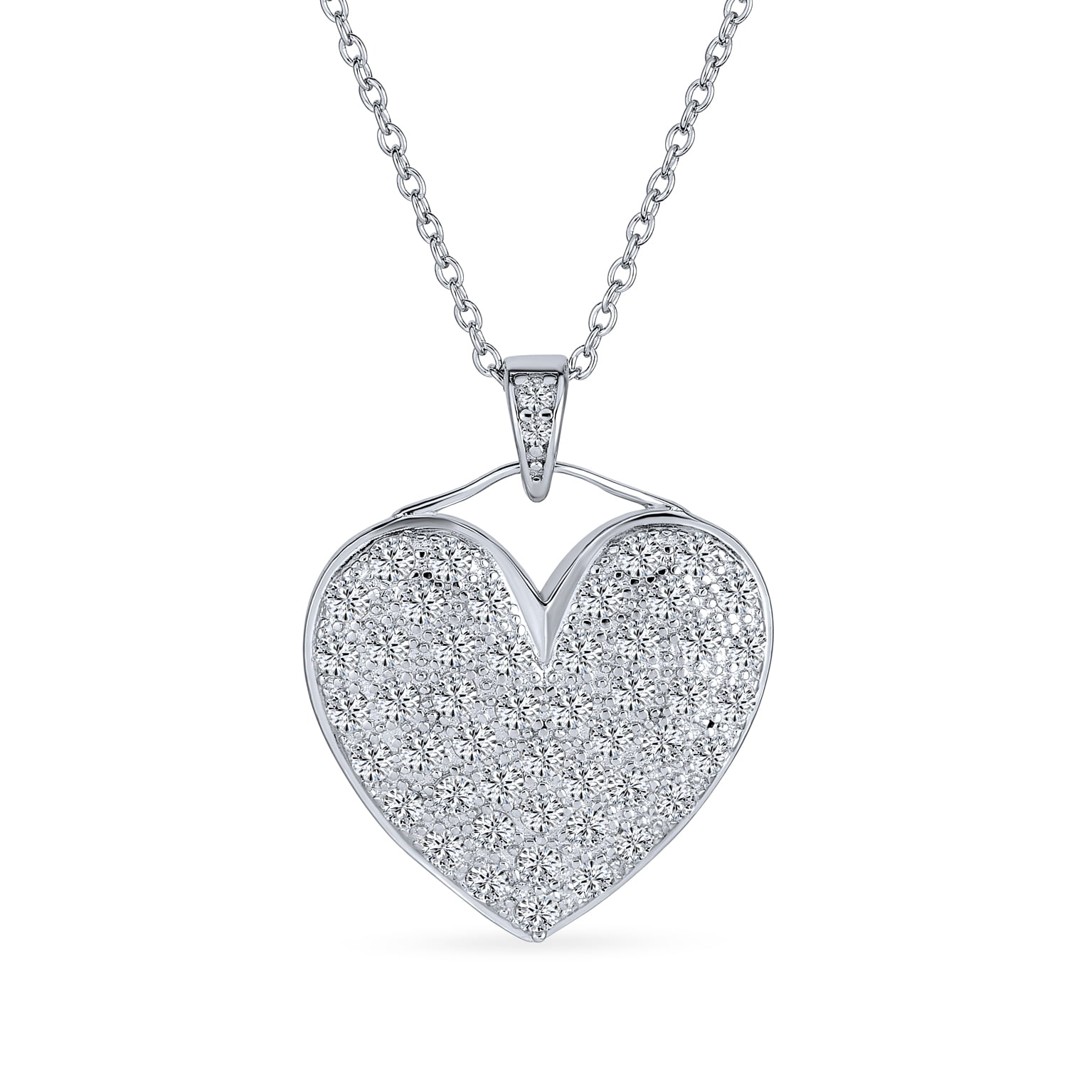 .925 Sterling Silver CZ Heart Charm Pendant